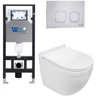 Комплект унитаза с инсталляцией WeltWasser Amberg 506 + Heimbach 043 GL-WT + Amberg RD-MT CR 10000012148 белый глянцевый