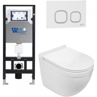 Комплект унитаза с инсталляцией WeltWasser Amberg 506 + Heimbach 043 GL-WT + Amberg RD-WT 10000012149 белый глянцевый