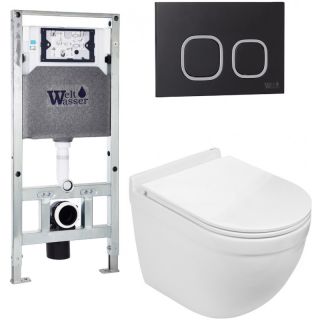 Комплект унитаза с инсталляцией WeltWasser Amberg 506 ST + Heimbach 043 GL-WT + Amberg RD-BL 10000012151 белый глянцевый