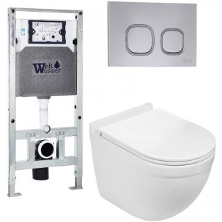 Комплект унитаза с инсталляцией WeltWasser Amberg 506 ST + Heimbach 043 GL-WT + Amberg RD-CR 10000012152 белый глянцевый
