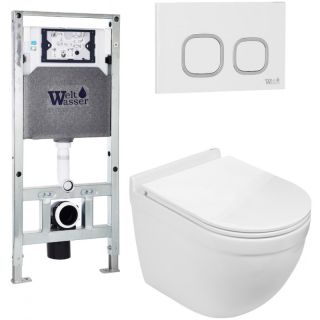 Комплект унитаза с инсталляцией WeltWasser Amberg 506 ST + Heimbach 043 GL-WT + Amberg RD-WT 10000012154 белый глянцевый