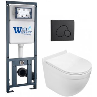 Комплект унитаза с инсталляцией WeltWasser Marberg 410 + Heimbach 043 GL-WT + MAR 410 RD MT-BL 10000012158 белый глянцевый