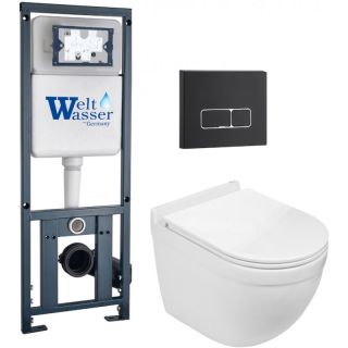 Комплект унитаза с инсталляцией WeltWasser Marberg 410 + Heimbach 043 GL-WT + MAR 410 SE MT-BL 10000012161 белый глянцевый