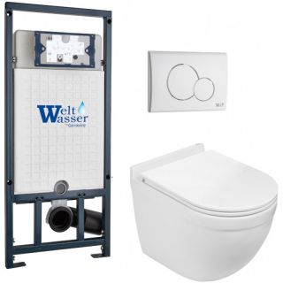 Комплект унитаза с инсталляцией WeltWasser Marberg 507 + Heimbach 043 GL-WT + MAR 507 RD GL-WT 10000012164 белый глянцевый