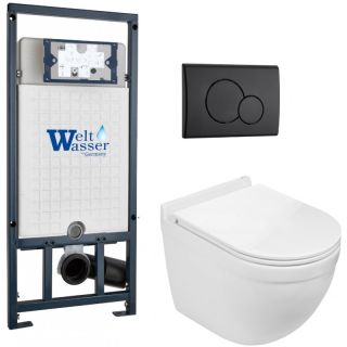 Комплект унитаза с инсталляцией WeltWasser Marberg 507 + Heimbach 043 GL-WT + MAR 507 RD MT-BL 10000012165 белый глянцевый