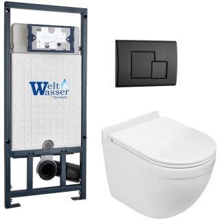 Комплект унитаза с инсталляцией WeltWasser Marberg 507 + Heimbach 043 GL-WT + MAR 507 SE MT-BL 10000012168 белый глянцевый