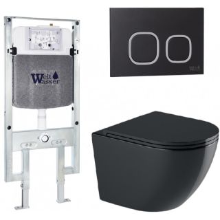 Комплект унитаза с инсталляцией WeltWasser Amberg 497 ST +Merzbach 043 GL-BL +Amberg RD-BL 10000012181 черный глянцевый
