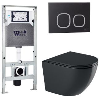 Комплект унитаза с инсталляцией WeltWasser Amberg 506 ST +Merzbach 043 GL-BL +Amberg RD-BL 10000012191 черный глянцевый