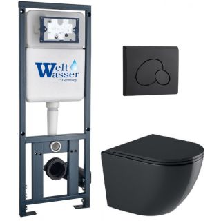 Комплект унитаза с инсталляцией WeltWasser Marberg 410 +Merzbach 043 GL-BL +MAR 410 RD MT-BL 10000012201 черный глянцевый