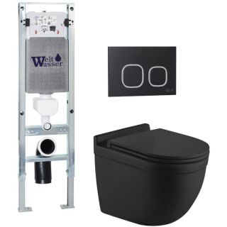 Комплект унитаза с инсталляцией WeltWasser Amberg 350 ST + Heimbach 043 MT-BL + Amberg RD-BL 10000012221 черный матовый