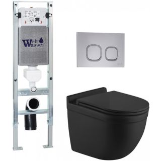 Комплект унитаза с инсталляцией WeltWasser Amberg 350 ST + Heimbach 043 MT-BL + Amberg RD-CR 10000012222 черный матовый