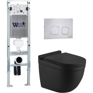 Комплект унитаза с инсталляцией WeltWasser Amberg 350 ST + Heimbach 043 MT-BL + Amberg RD-MT CR 10000012223 черный матовый
