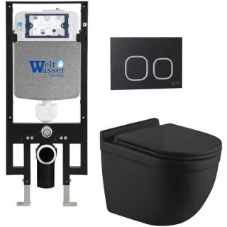 Комплект унитаза с инсталляцией WeltWasser Amberg 497 + Heimbach 043 MT-BL + Amberg RD-BL 10000012226 черный матовый
