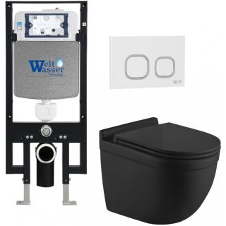 Комплект унитаза с инсталляцией WeltWasser Amberg 497 + Heimbach 043 MT-BL + Amberg RD-WT 10000012229 черный матовый