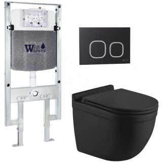 Комплект унитаза с инсталляцией WeltWasser Amberg 497 ST + Heimbach 043 MT-BL + Amberg RD-BL 10000012231 черный матовый