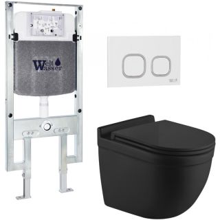 Комплект унитаза с инсталляцией WeltWasser Amberg 497 ST + Heimbach 043 MT-BL + Amberg RD-WT 10000012234 черный матовый