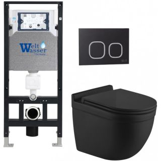 Комплект унитаза с инсталляцией WeltWasser Amberg 506 + Heimbach 043 MT-BL + Amberg RD-BL 10000012236 черный матовый