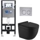 Комплект унитаза с инсталляцией WeltWasser Amberg 506 + Heimbach 043 MT-BL + Amberg RD-CR 10000012237 черный матовый