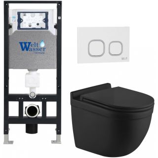 Комплект унитаза с инсталляцией WeltWasser Amberg 506 + Heimbach 043 MT-BL + Amberg RD-WT 10000012239 черный матовый