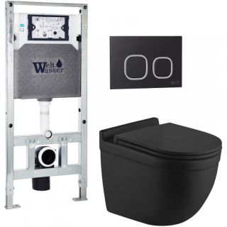 Комплект унитаза с инсталляцией WeltWasser Amberg 506 ST + Heimbach 043 MT-BL + Amberg RD-BL 10000012241 черный матовый