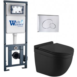 Комплект унитаза с инсталляцией WW Marberg 410 +Heimbach 043 MT-BL +MAR 410 RD-CR 10000012246 черный матовый