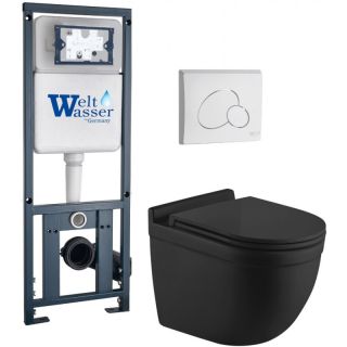 Комплект унитаза с инсталляцией WW Marberg 410 +Heimbach 043 MT-BL +MAR 410 RD GL-WT 10000012247 черный матовый