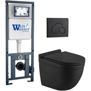 Комплект унитаза с инсталляцией WW Marberg 410 +Heimbach 043 MT-BL +MAR 410 RD MT-BL 10000012248 черный матовый