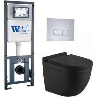 Комплект унитаза с инсталляцией WW Marberg 410 +Heimbach 043 MT-BL +MAR 410 SE-CR 10000012249 черный матовый