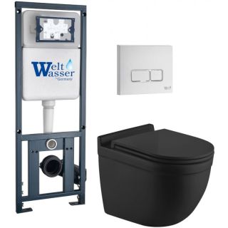 Комплект унитаза с инсталляцией WW Marberg 410 +Heimbach 043 MT-BL +MAR 410 SE GL-WT 10000012250 черный матовый