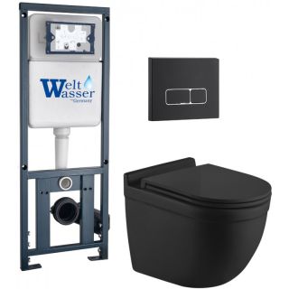 Комплект унитаза с инсталляцией WW Marberg 410 +Heimbach 043 MT-BL +MAR 410 SE MT-BL 10000012251 черный матовый