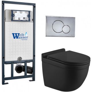 Комплект унитаза с инсталляцией WeltWasser Marberg 507 +Heimbach 043 MT-BL +MAR 507 RD-CR 10000012253 черный матовый