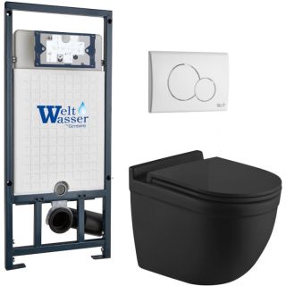 Комплект унитаза с инсталляцией WeltWasser WW Marberg 507 +Heimbach 043 MT-BL +MAR 507 RD GL-WT 10000012254 черный матовый