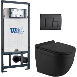 Комплект унитаза с инсталляцией WeltWasser Marberg 507 +Heimbach 043 MT-BL +MAR 507 SE MT-BL 10000012258 черный матовый