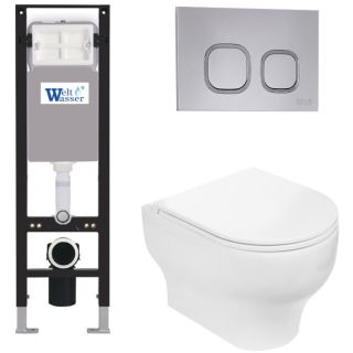 Комплект унитаза с инсталляцией WeltWasser Amberg 350 + Erlenbach 004 GL-WT + Amberg RD-CR 10000012290 белый глянцевый