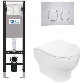 Комплект унитаза с инсталляцией WeltWasser Amberg 350 + Erlenbach 004 GL-WT + Amberg RD-MT CR 10000012291 белый глянцевый