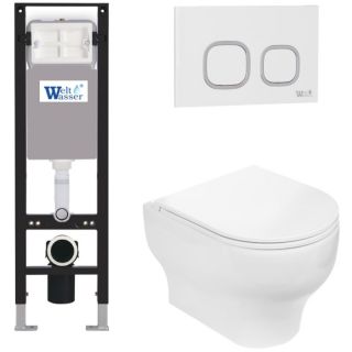 Комплект унитаза с инсталляцией WeltWasser Amberg 350 + Erlenbach 004 GL-WT + Amberg RD-WT 10000012292 белый глянцевый