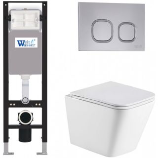 Комплект унитаза с инсталляцией Weltwasser Amberg 350 + Gelbach 043 GL-WT + Amberg RD-CR 10000012315 белый глянцевый