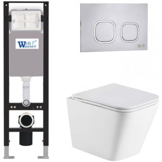 Комплект унитаза с инсталляцией Weltwasser Amberg 350 + Gelbach 043 GL-WT + Amberg RD-MT CR 10000012316 белый глянцевый
