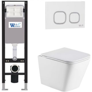 Комплект унитаза с инсталляцией Weltwasser Amberg 350 + Gelbach 043 GL-WT + Amberg RD-WT 10000012317 белый глянцевый