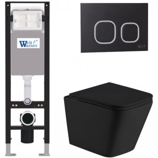 Комплект унитаза с инсталляцией Weltwasser Amberg 350 + Gelbach 043 MT-BL + Amberg RD-BL 10000012319 черный матовый