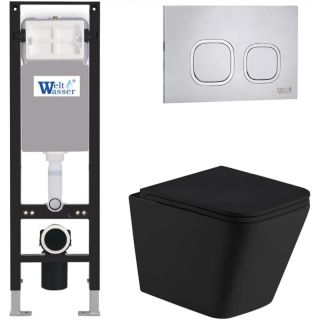 Комплект унитаза с инсталляцией Weltwasser Amberg 350 + Gelbach 043 MT-BL + Amberg RD-MT CR 10000012321 черный матовый