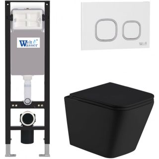 Комплект унитаза с инсталляцией Weltwasser Amberg 350 + Gelbach 043 MT-BL + Amberg RD-WT 10000012322 черный матовый