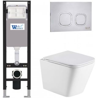 Комплект унитаза с инсталляцией Weltwasser Amberg 350 + Gelbach 043 MT-WT + Amberg RD-MT CR 10000012325 белый матовый