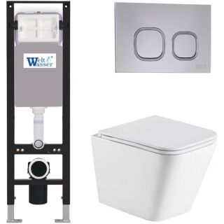 Комплект унитаза с инсталляцией Weltwasser Amberg 350 + Gelbach 043 MT-WT + Amberg RD-CR 10000012326 белый матовый
