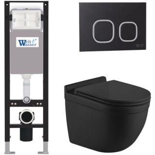 Комплект унитаза с инсталляцией WeltWasser Amberg 350 + Heimbach 043 MT-BL + Amberg RD-BL 10000012334 черный матовый