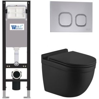 Комплект унитаза с инсталляцией WeltWasser Amberg 350 + Heimbach 043 MT-BL + Amberg RD-CR 10000012335 черный матовый