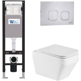 Комплект унитаза с инсталляцией WeltWasser Amberg 350 +Hofbach 041 GL-WT +Amberg RD-MT CR 10000012341 белый глянцевый