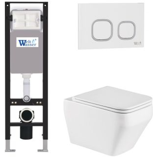 Комплект унитаза с инсталляцией WeltWasser Amberg 350 +Hofbach 041 GL-WT +Amberg RD-WT 10000012342 белый глянцевый
