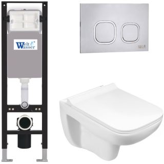 Комплект унитаза с инсталляцией WeltWasser Amberg 350 +Kehlbach 004 GL-WT +Amberg RD-MT CR 10000012351 белый глянцевый