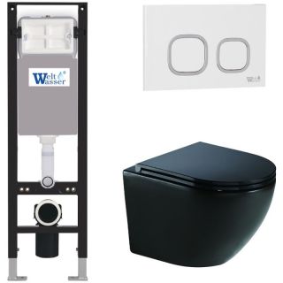 Комплект унитаза с инсталляцией WeltWasser Amberg 350 +Merzbach 041 XL MT-BL +Amberg RD-WT 10000012367 черный матовый